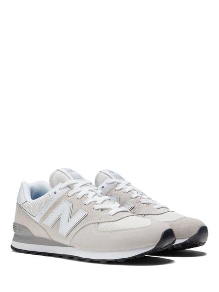 New Balance 574 Leather Lace Up Trainers, Nimbus Cloud/White - view 2, Nimbus Cloud/White