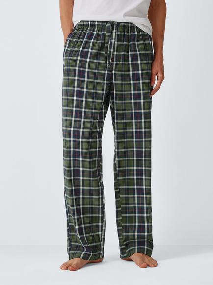 John Lewis Organic Cotton Check Pyjama Trousers, Blue Navy, Blue Navy