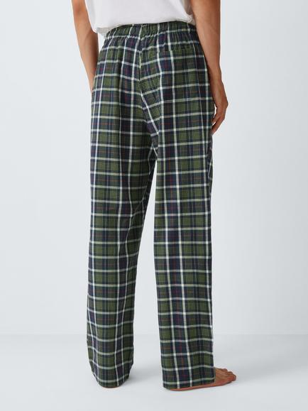 John Lewis Organic Cotton Check Pyjama Trousers, Blue Navy - view 2, Blue Navy