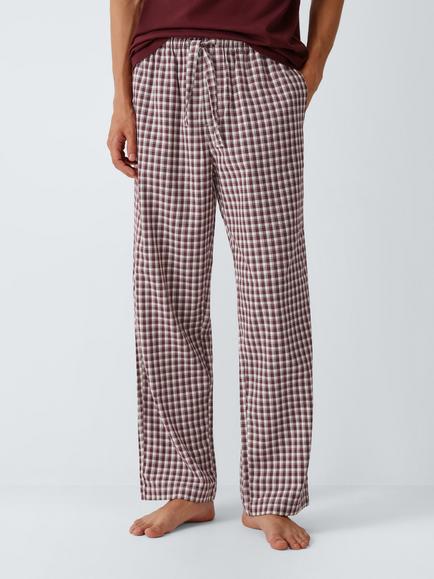 John Lewis Organic Cotton Gingham Check Pyjama Trousers, Red Berry, Red Berry