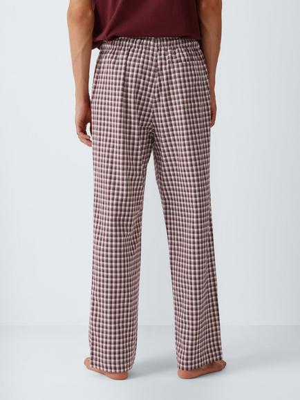 John Lewis Organic Cotton Gingham Check Pyjama Trousers, Red Berry - view 2, Red Berry