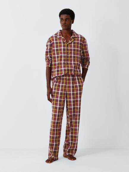 John Lewis Organic Cotton Check Pyjama Set, Multi Multi, Multi Multi