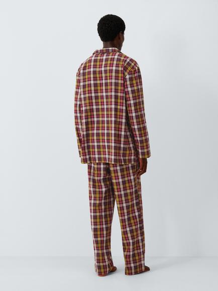 John Lewis Organic Cotton Check Pyjama Set, Multi Multi - view 2, Multi Multi