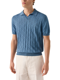 Eton Soft Knit Polo Shirt, Light Blue, Light Blue