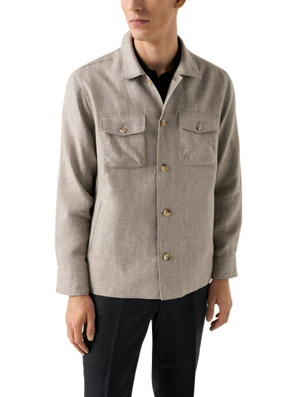 Eton Tailored Linen Blend Utility Jacket, Beige, Beige