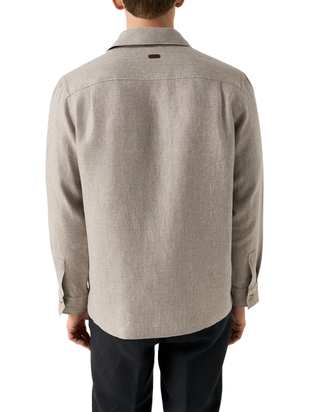 Eton Tailored Linen Blend Utility Jacket, Beige - view 2, Beige