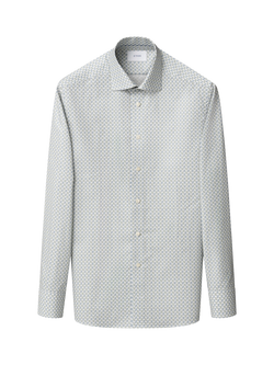 Eton Cotton Regular Fit Pineapple Motif Wrinkle-Resistant Shirt, Blue, Blue