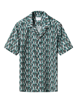 Eton Cotton Regular Fit Toucan Print Resort Shirt, Green, Green