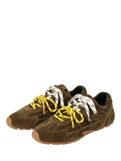 Nokwol Atlas Suede Trainers - view 2, Green Khaki