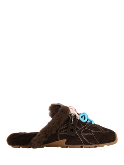 Nokwol Atlas Suede Mules, Brown Dark