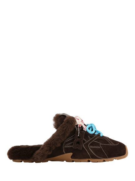 Nokwol Atlas Suede Mules, Brown Dark