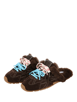 Nokwol Atlas Suede Mules - view 2, Brown Dark