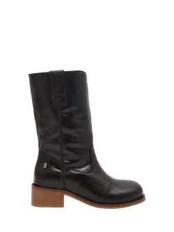 Nokwol Casvilma Leather Pull On Ankle Boots, Dark Brown