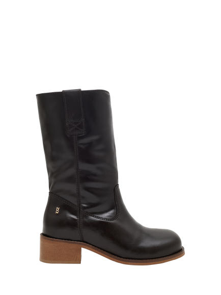 Nokwol Casvilma Leather Pull On Ankle Boots, Dark Brown