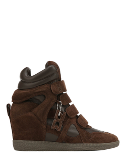 Nokwol Eden Suede Blend Hi-Top Trainers, Brown Dark