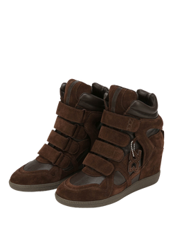 Nokwol Eden Suede Blend Hi-Top Trainers - view 2, Brown Dark