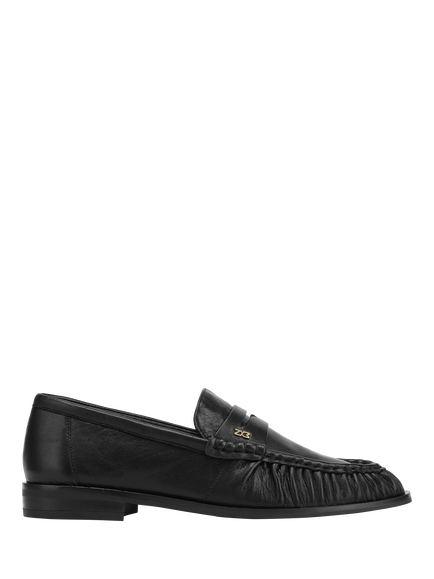 Nokwol Haven Leather Penny Loafers, Black, Black