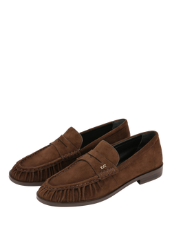 Nokwol Haven Suede Penny Loafers, Chocolate - view 2, Chocolate