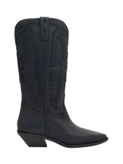 Nokwol Highland Western Knee High Boots, Black, Black