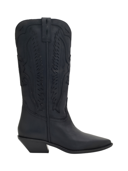 Nokwol Highland Western Knee High Boots, Black, Black