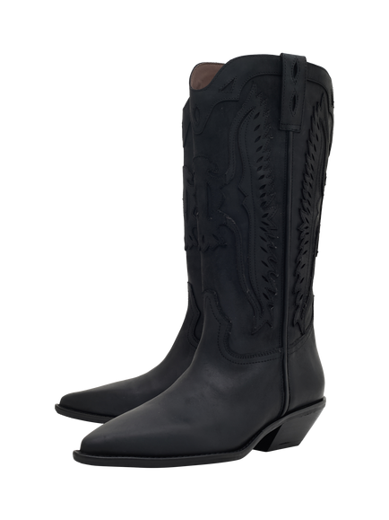 Nokwol Highland Western Knee High Boots, Black - view 2, Black