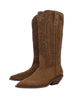 Nokwol Highland Western Knee High Boots, Brown Chestnut - view 2, Brown Chestnut