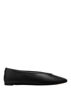 Nokwol Lane Leather Ballerina Pumps, Black