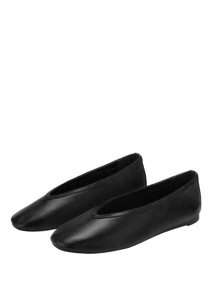 Nokwol Lane Leather Ballerina Pumps - view 2, Black
