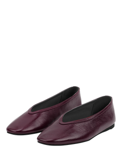 Nokwol Lane Leather Ballerina Pumps - view 2, Burgundy