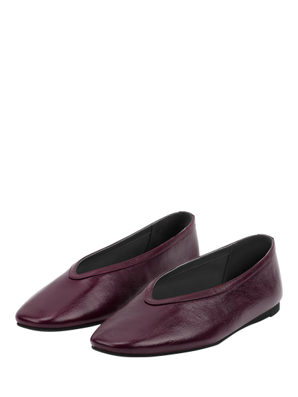 Nokwol Lane Leather Ballerina Pumps - view 2, Burgundy