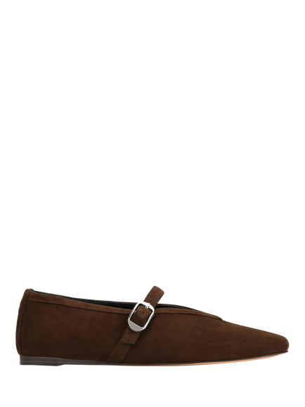 Nokwol Lova Suede Mary Jane Ballerina Pumps, Chocolate, Chocolate