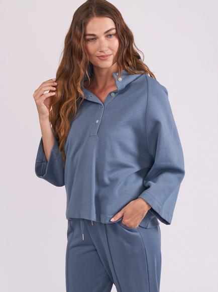 Cyberjammies Half Button Sweatshirt, Smoke Blue - view 2, Smoke Blue