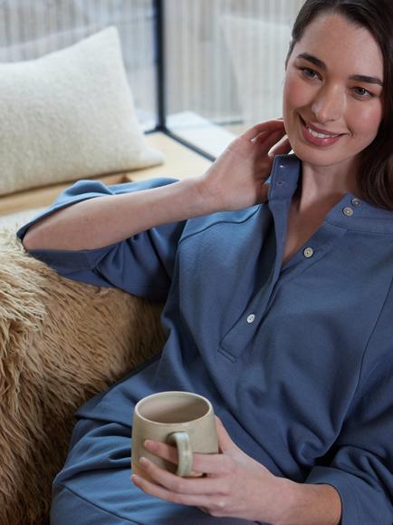 Cyberjammies Half Button Sweatshirt, Smoke Blue, Smoke Blue
