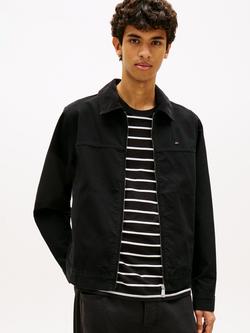 Tommy Hilfiger Oxford Cotton Trucker Jacket, Black, Black