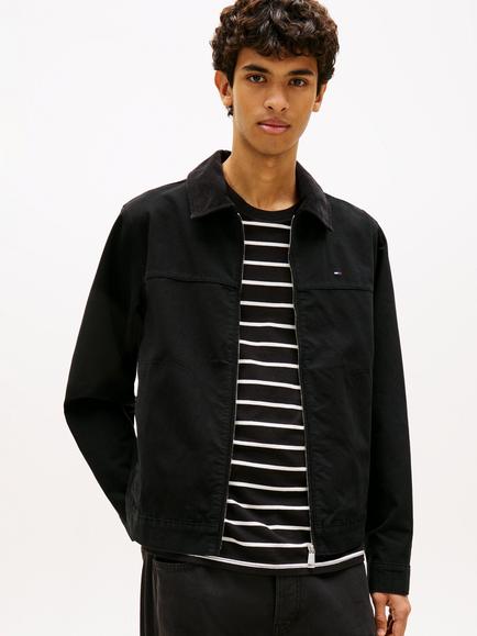 Tommy Hilfiger Oxford Cotton Trucker Jacket, Black, Black