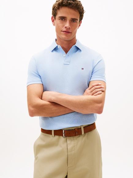 Tommy Hilfiger 1985 Cotton Blend Regular Fit Short Sleeve Polo Shirt, Light Blue