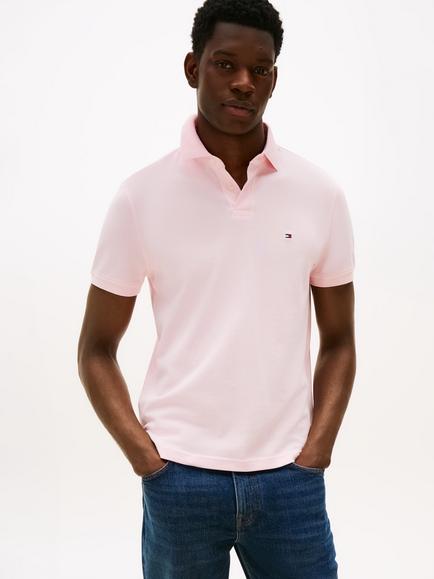Tommy Hilfiger 1985 Cotton Blend Regular Fit Short Sleeve Polo Shirt, Light Pink