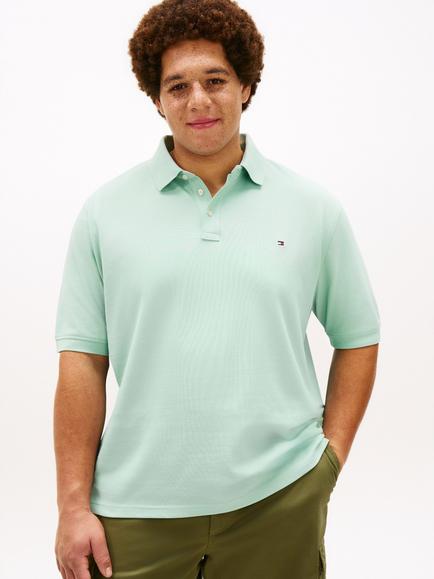 Tommy Hilfiger Plus Cotton Blend Regular Fit Short Sleeve Polo Shirt, Light Green, Light Green