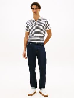 Tommy Hilfiger Cotton Regular Fit Interlock Knit Stripe Polo Shirt, Navy/Multi - view 2, Navy/Multi