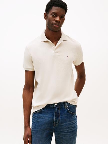 Tommy Hilfiger Cotton Regular Fit Interlock Knit Polo Shirt, Beige