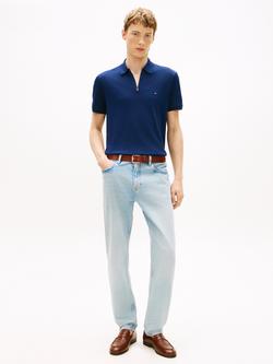 Tommy Hilfiger Cotton Regular Fit Interlock Knit Polo Shirt - view 2, Dark Blue