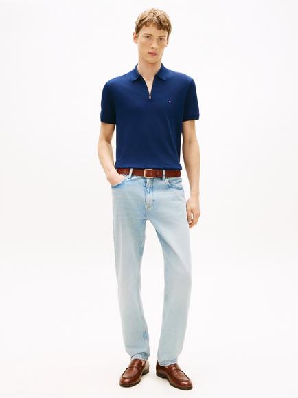 Tommy Hilfiger Cotton Regular Fit Interlock Knit Polo Shirt - view 2, Dark Blue