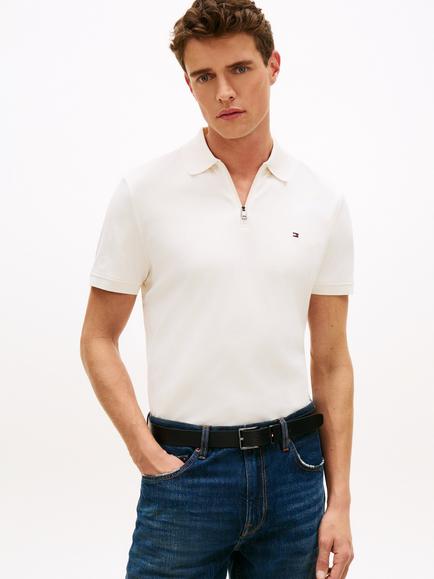 Tommy Hilfiger Cotton Regular Fit Interlock Knit Polo Shirt, Ivory