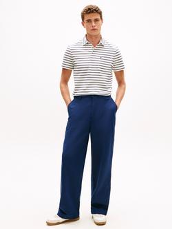 Tommy Hilfiger Cotton Regular Fit Short Sleeve Stripe Polo Shirt - view 2, White/Navy