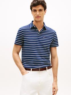 Tommy Hilfiger Cotton Regular Fit Short Sleeve Stripe Polo Shirt, Blue/Multi