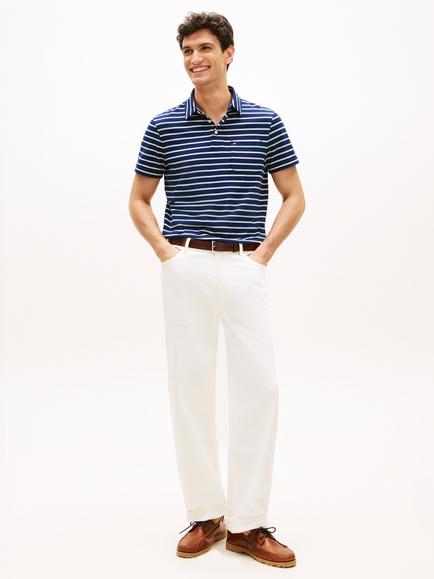 Tommy Hilfiger Cotton Regular Fit Short Sleeve Stripe Polo Shirt - view 2, Blue/Multi