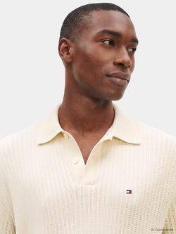Tommy Hilfiger Relaxed Fit Open Knit Polo Shirt, Black - view 2, Beige