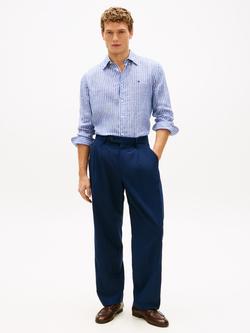 Tommy Hilfiger Linen Regular Fit Yarn-Dyed Stripe Shirt - view 2, Blue