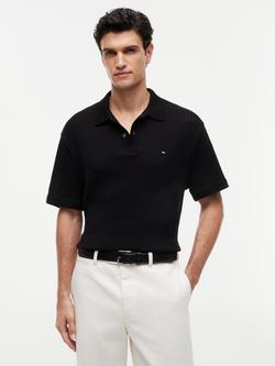 Tommy Hilfiger Relaxed Fit Open Knit Polo Shirt, Black, Black