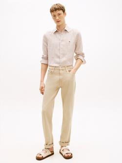 Tommy Hilfiger Linen Regular Fit Stripe Shirt - view 2, Beige/White